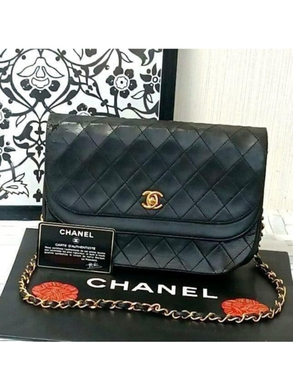 Chanel Quilted Chain Shoulder Lambskin Double Flap Black